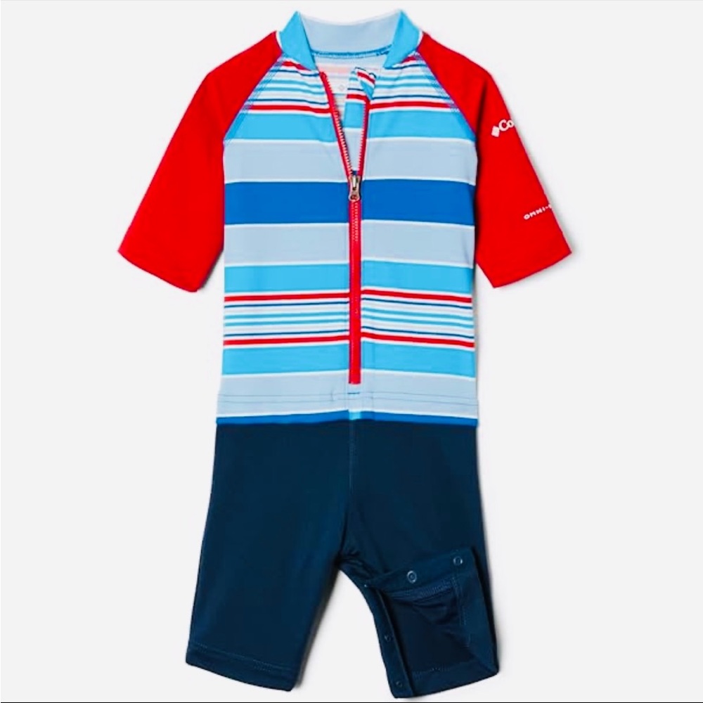 Columbia Red and Blue Rashguard Swim Top